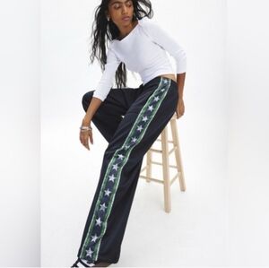 Urban Outfitters BDG Black Star Stripe Wide-Leg Pull-On Track Pants Lounge L